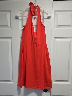 Pact Orange Halter Dress